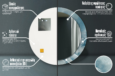 Veidrodis su spausdinimu – apvalus Mėlynas onikso marmuras
