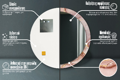 Veidrodis su spausdinimu – apvalus Abstraktus skystis