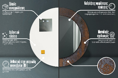 Veidrodis su spausdinimu – apvalus Metalinis kaimiškas