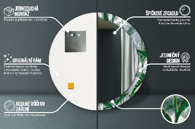 Veidrodis su spausdinimu – apvalus Tropiniai lapai