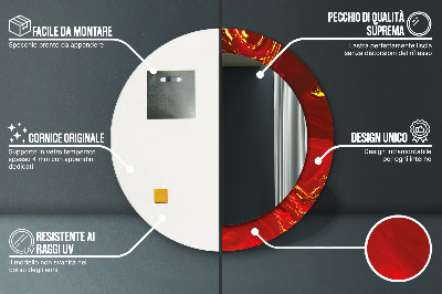 Veidrodis su spausdinimu – apvalus Raudonas marmuras