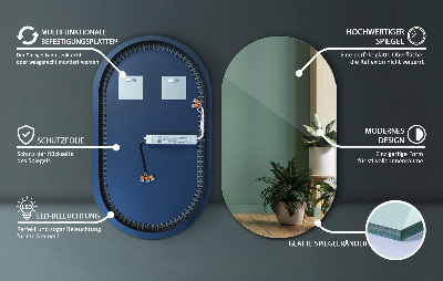 Ovalo dekoratyvinis veidrodis su LED apšvietimu