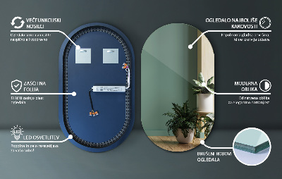 Ovalo dekoratyvinis veidrodis su LED apšvietimu