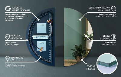 Pusiau apvalus veidrodis su LED apšvietimu