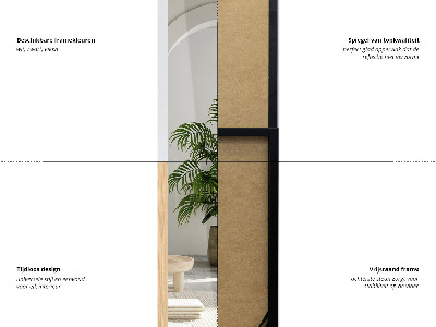 Pastatomas veidrodis baltame rėme 36x156 cm