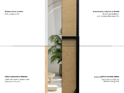 Pastatomas veidrodis baltame rėme 36x156 cm