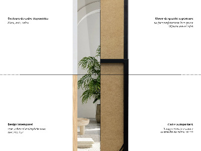 Pastatomas veidrodis baltame rėme 36x156 cm