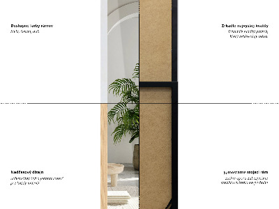 Pastatomas veidrodis juodame rėme 36x156 cm