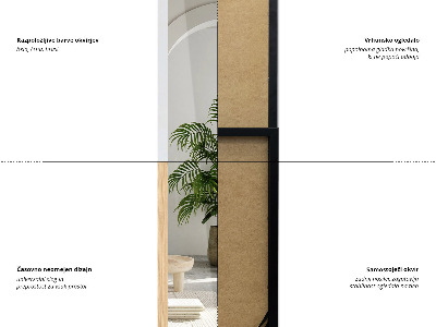 Pastatomas veidrodis ąžuolo rėme 36x156 cm