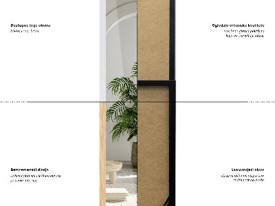 Pastatomas veidrodis ąžuolo rėme 36x156 cm