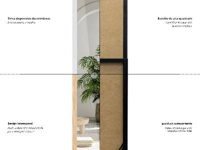 Pastatomas veidrodis ąžuolo rėme 36x156 cm