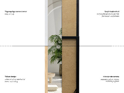 Pastatomas veidrodis ąžuolo rėme 36x156 cm