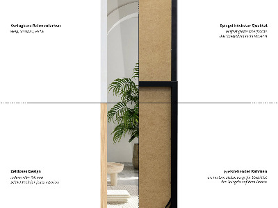 Pastatomas veidrodis ąžuolo rėme 36x156 cm