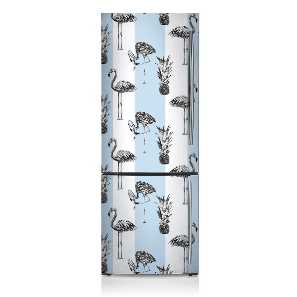 Šaldytuvo magnetinis kilimėlis Flamingas ir ananasas