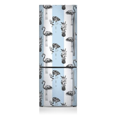 Šaldytuvo magnetinis kilimėlis Flamingas ir ananasas