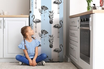 Šaldytuvo magnetinis kilimėlis Flamingas ir ananasas