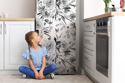 Šaldytuvo magnetinis kilimėlis Pilkų gėlių puokštės