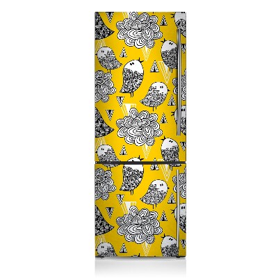 Magnetinis lipdukas ant šaldytuvo Papuošti paukščiai