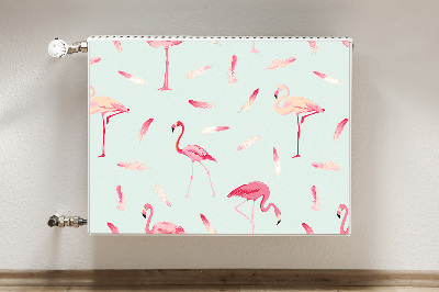 Magnetinis radiatoriaus lipdukas Flamingos ir plunksnos