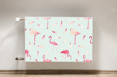 Magnetinis radiatoriaus lipdukas Flamingos ir plunksnos