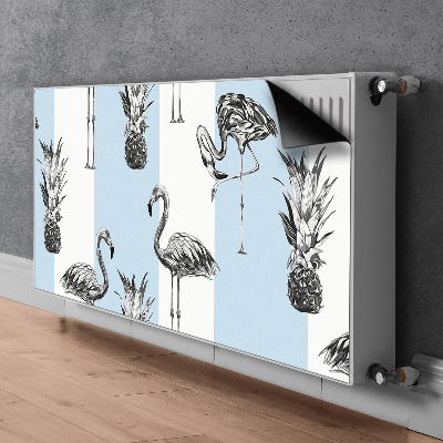 Magnetinis radiatoriaus lipdukas Flamingas ir ananasas