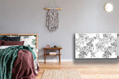 Kilimėlis magnetinė ant radiatoriaus Juodos ir baltos gėlės