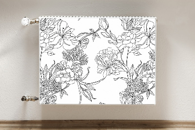 Kilimėlis magnetinė ant radiatoriaus Juodos ir baltos gėlės