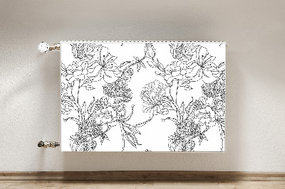 Kilimėlis magnetinė ant radiatoriaus Juodos ir baltos gėlės