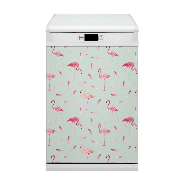 Magnetinis kilimėlis indaplovei Flamingos ir plunksnos
