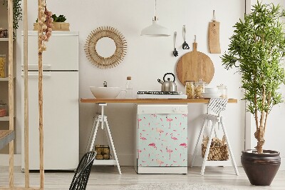 Magnetinis kilimėlis indaplovei Flamingos ir plunksnos