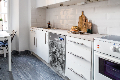 Magnetinis kilimėlis indaplovei Juodos ir baltos rožės