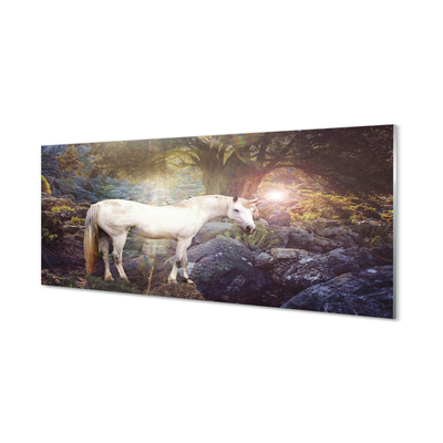 Akrilo stiklo paveikslas Vienaragis miške