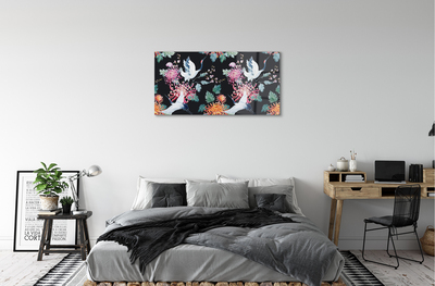 Akrilo stiklo paveikslas Paukščiai su gėlėmis