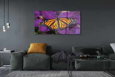 Akrilo stiklo paveikslas Spalvingos drugelių gėlės