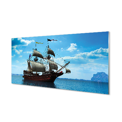 Akriliniai paveikslas Laivas dangus debesys jūra