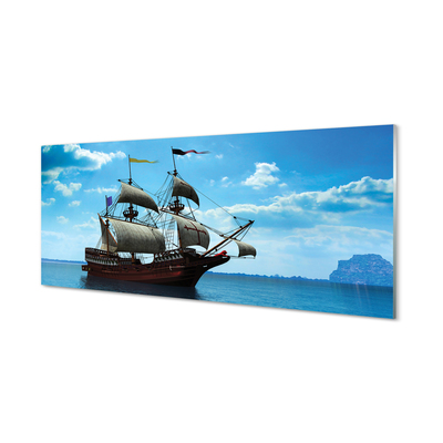 Akriliniai paveikslas Laivas dangus debesys jūra