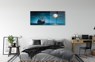 Paveikslas ant akrilinio stiklo Jūros laivas miesto mėnulis