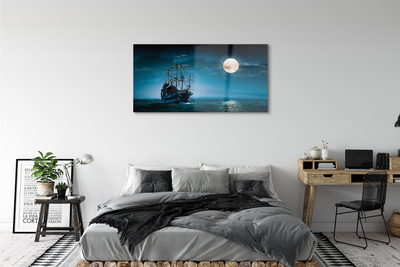Paveikslas ant akrilinio stiklo Jūros laivas miesto mėnulis