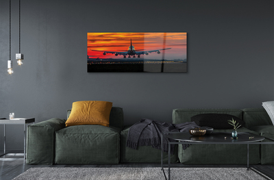 Akrilo stiklo paveikslas Saulėlydžio lėktuvo debesys