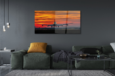 Akrilo stiklo paveikslas Saulėlydžio lėktuvo debesys