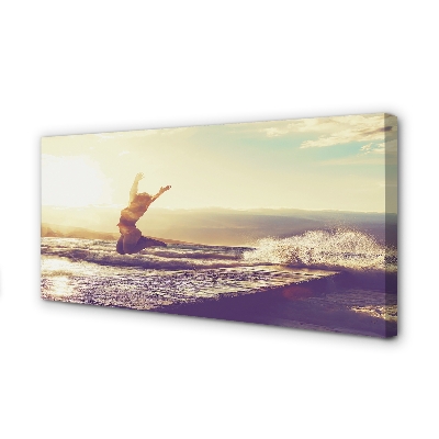 Foto paveikslai ant drobės Debesų ežero moteris