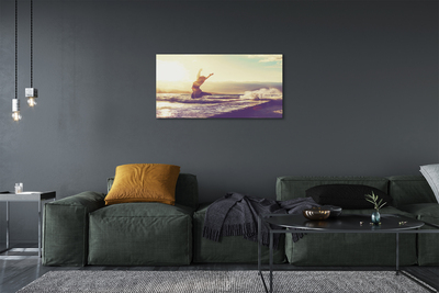 Foto paveikslai ant drobės Debesų ežero moteris