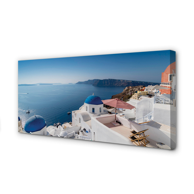 Print ant drobės Graikijos jūros pastatų panorama