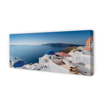 Print ant drobės Graikijos jūros pastatų panorama