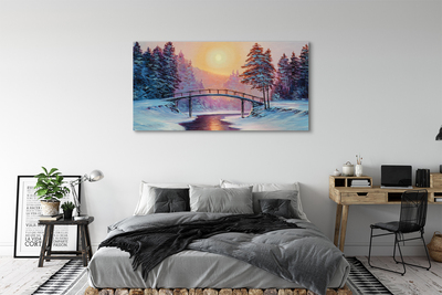 Foto paveikslai ant drobės Žiemos medžiai sniego saulėtekis