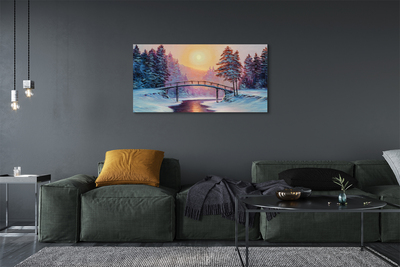 Foto paveikslai ant drobės Žiemos medžiai sniego saulėtekis