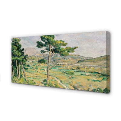 Print ant drobės Šventasis kalnas Viktorijos ir lanko slėnio viadukas – Paul Cézanne