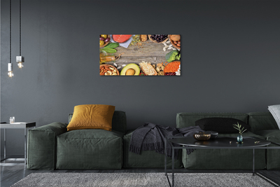 Foto paveikslai ant drobės Pupelės brokoliai avokado riešutai