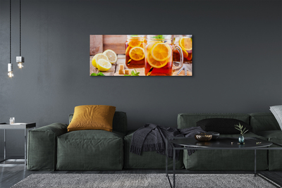 Foto paveikslai ant drobės Šalta arbata su citrusinių vaisių šiaudeliais