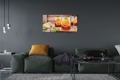 Foto paveikslai ant drobės Šalta arbata su citrusinių vaisių šiaudeliais